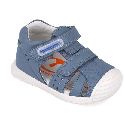 Sandalia Niño Piel Azul con Doble Velcro - BIOMECANICS