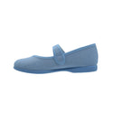 Zapato de niña con velcro y botón en lona celeste – Pekis