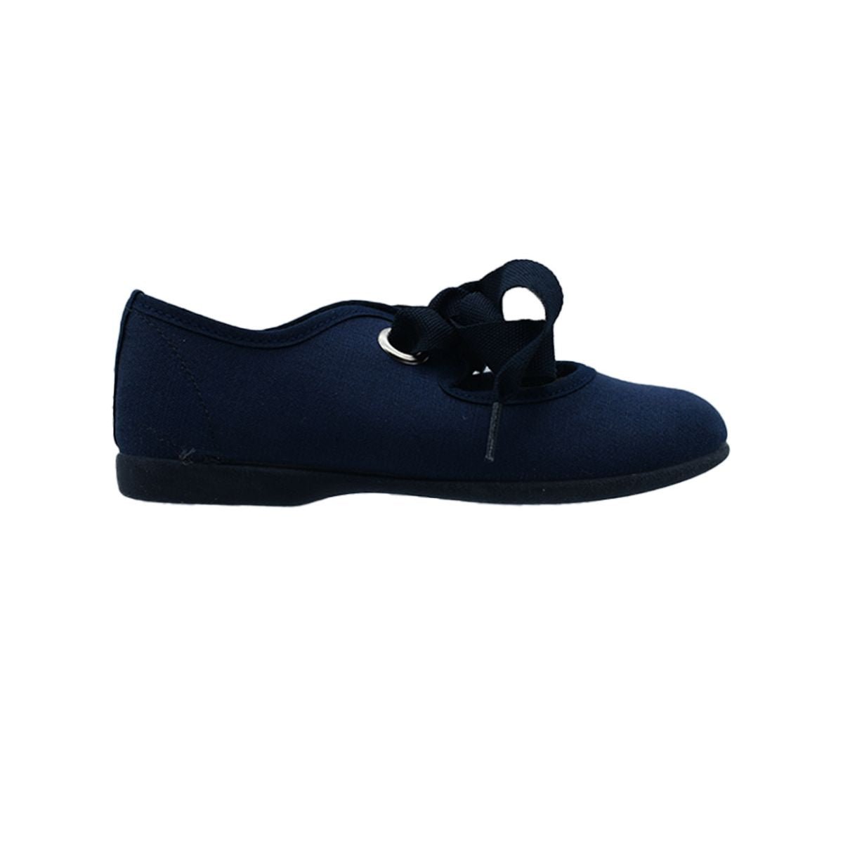 Zapato de niña con cintas en lona azul marino – Pekis