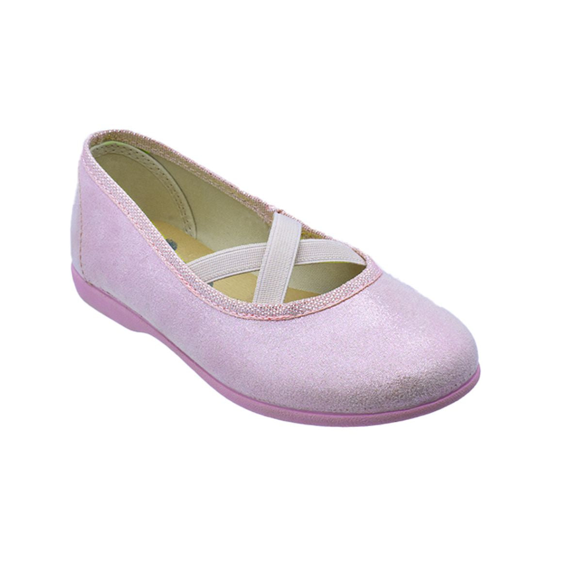 Zapato de niña tipo salón rosa brillante con elásticos – Pekis