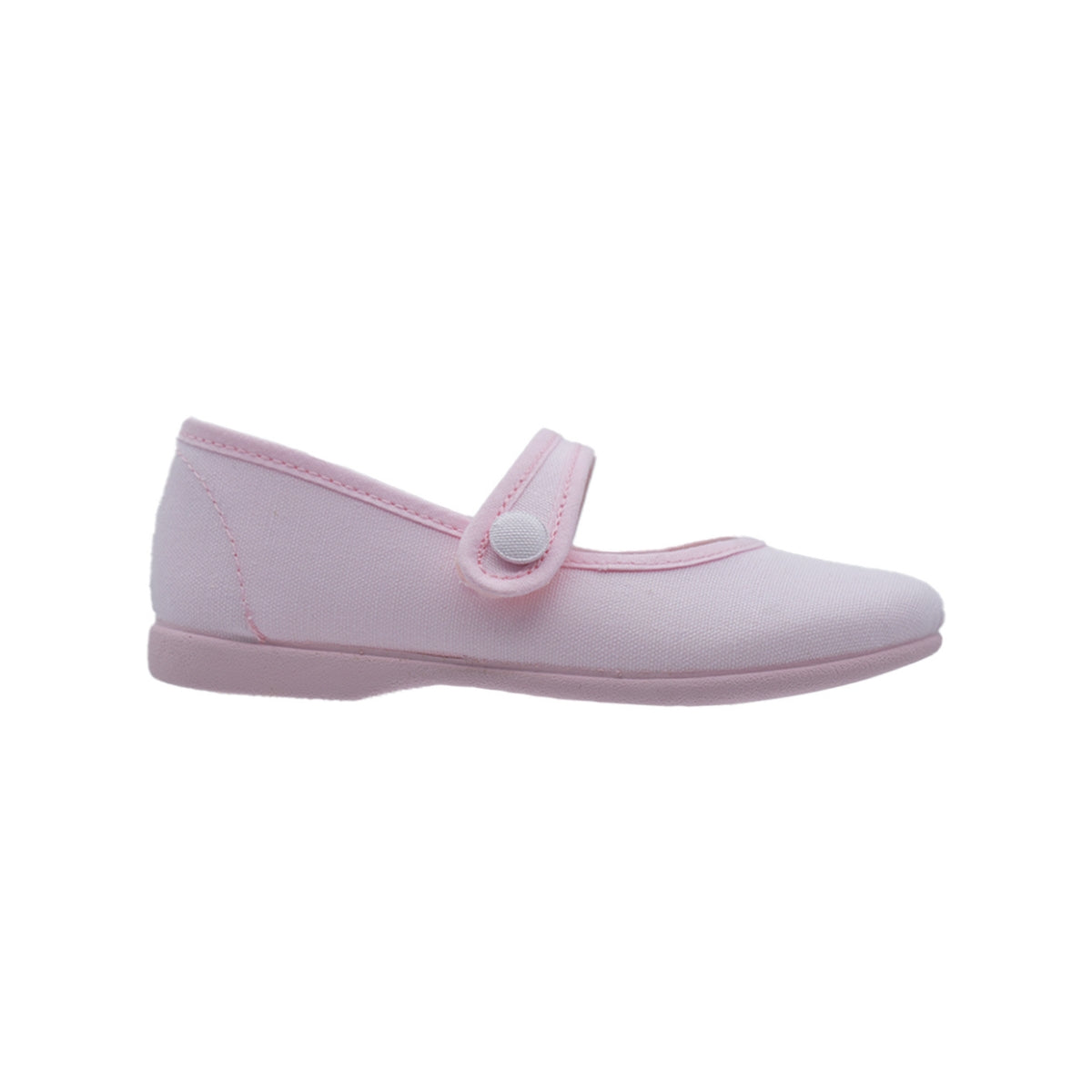 Zapato de niña en lona rosa claro con velcro y botón – Pekis