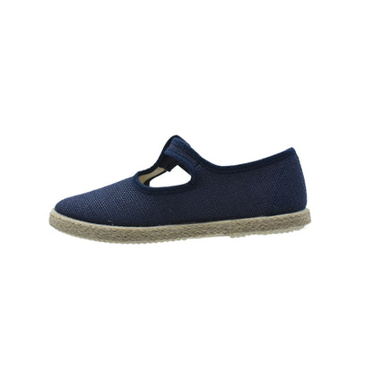 Zapatos Tokolate Tipo Pepito en Lino Azul Marino para Niños (Unisex)