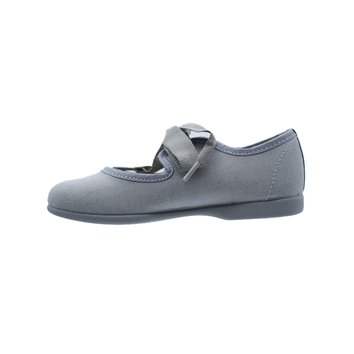 Zapato de niña en lona gris con cintas – Pekis