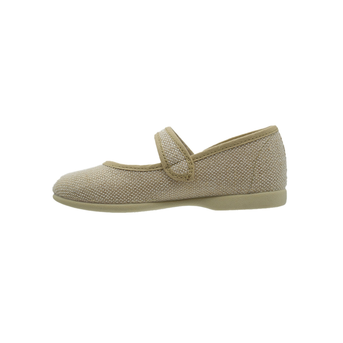 Zapato de niña en lino beige con velcro – Pekis