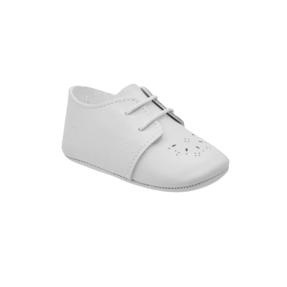 Zapato de bebé en piel blanca con agujeta – PEKIS