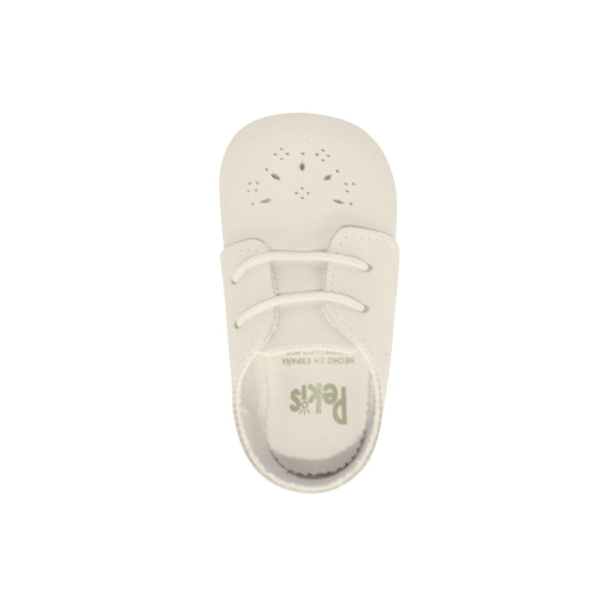 Zapato bebe agujeta en piel blanca- PEKIS