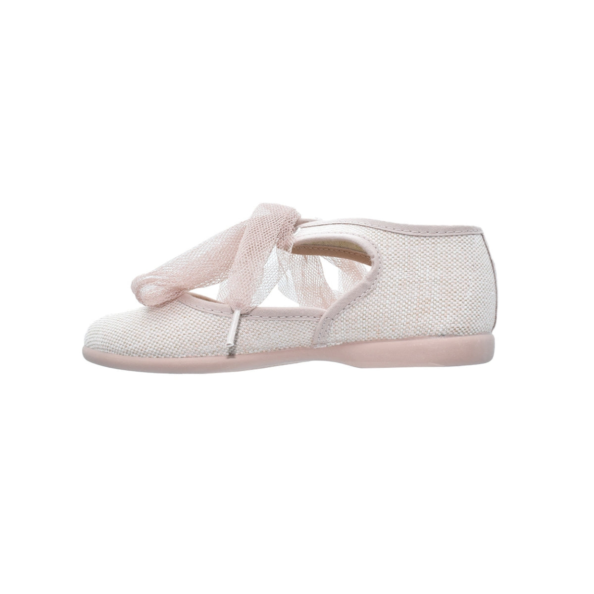Zapatos de niña en lino con moño de tul – Tokolate