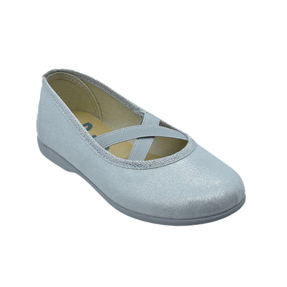 Zapatos de Salón Pekis en Color Plata con Elásticos para Niña