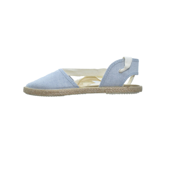Zapato tipo valenciana con cintas en lino celeste – Tokolate