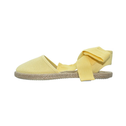 Zapatos Tokolate Tipo Valenciana en Lino Amarillo con Lazo para Niños (Unisex)