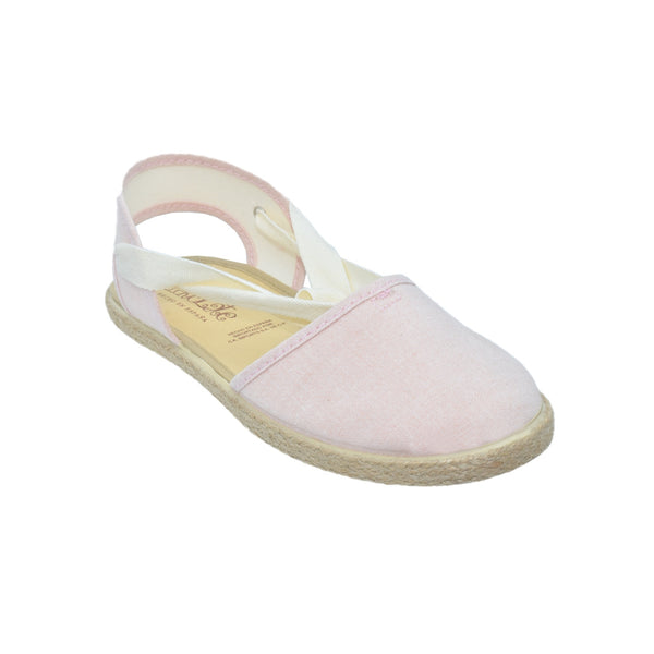 Zapato tipo valenciana con cintas en lino rosa – Tokolate