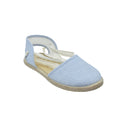 Zapato tipo valenciana con cintas en lino celeste – Tokolate