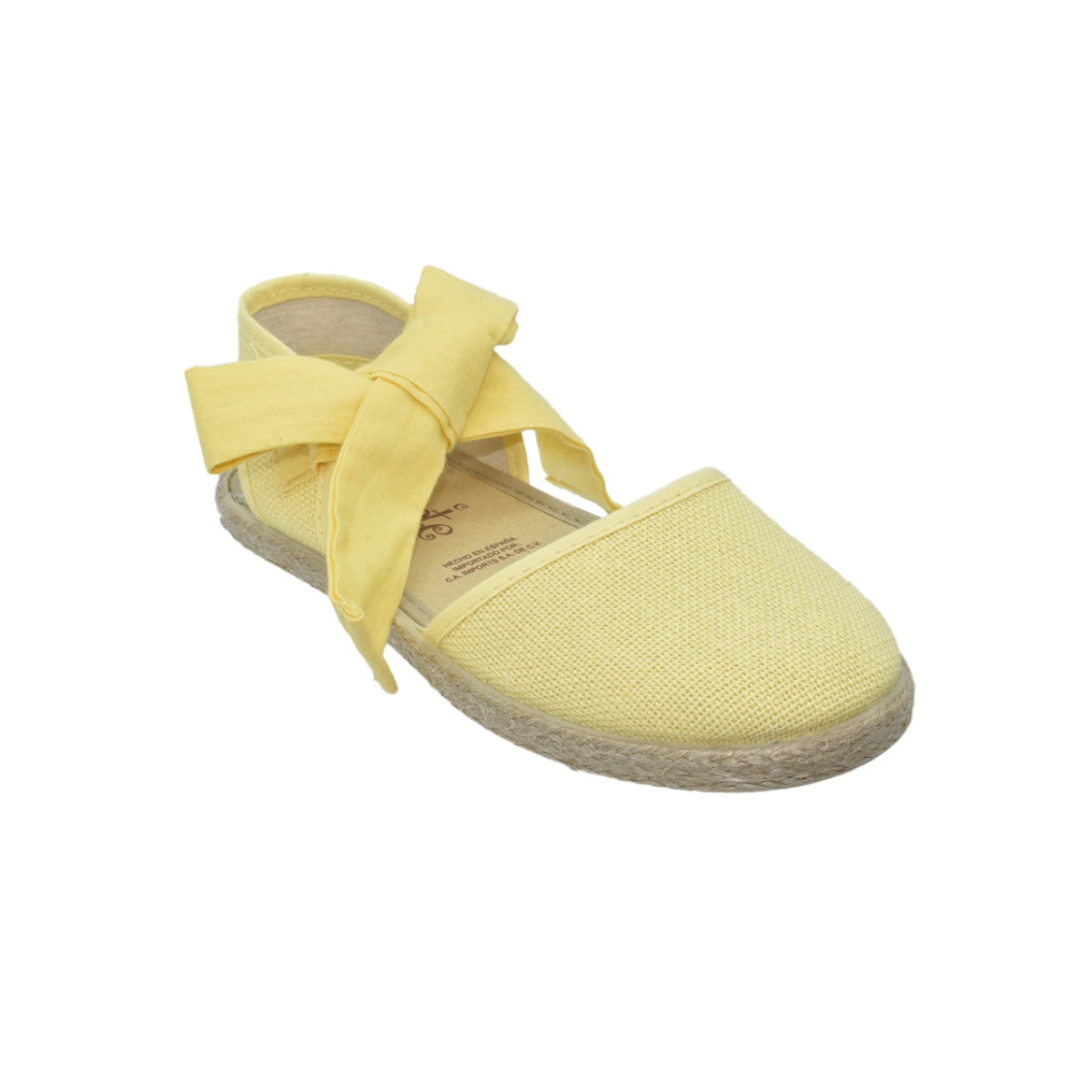 Zapato tipo valenciana en lino amarillo con lazo – Tokolate