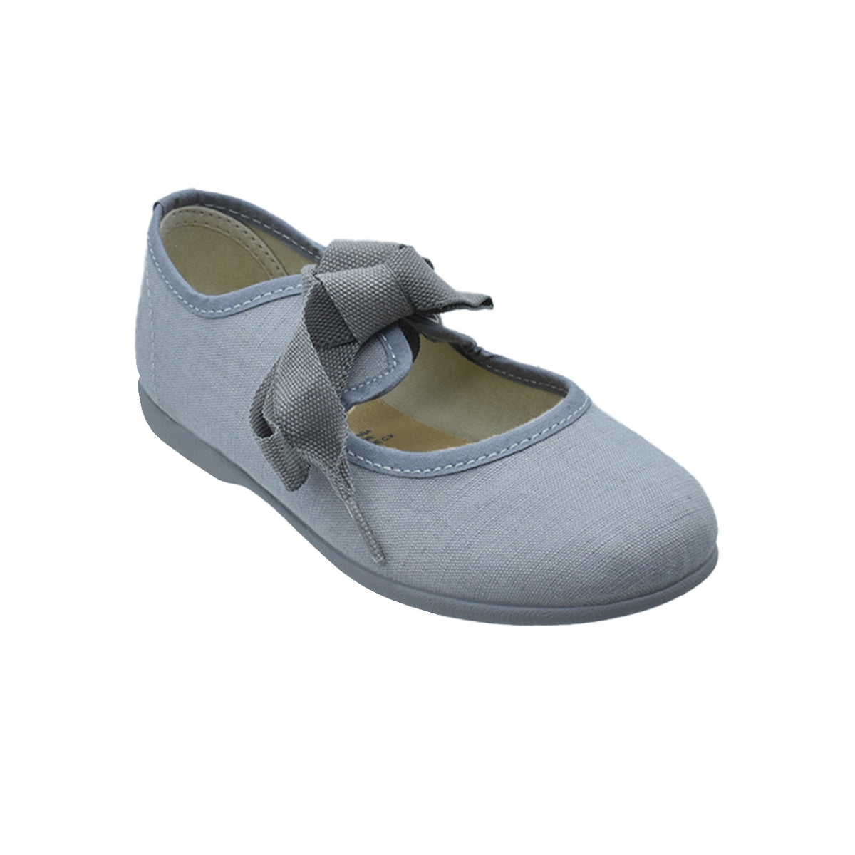 Zapato de niña en lona gris con cintas – Pekis