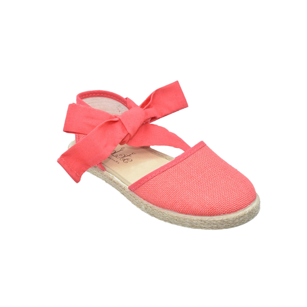 Zapato tipo valenciana en lino coral con lazo – Tokolate