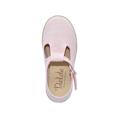 Zapatos Tokolate Tipo Pepito en Lino Rosa con Velcro para Niños (Unisex)