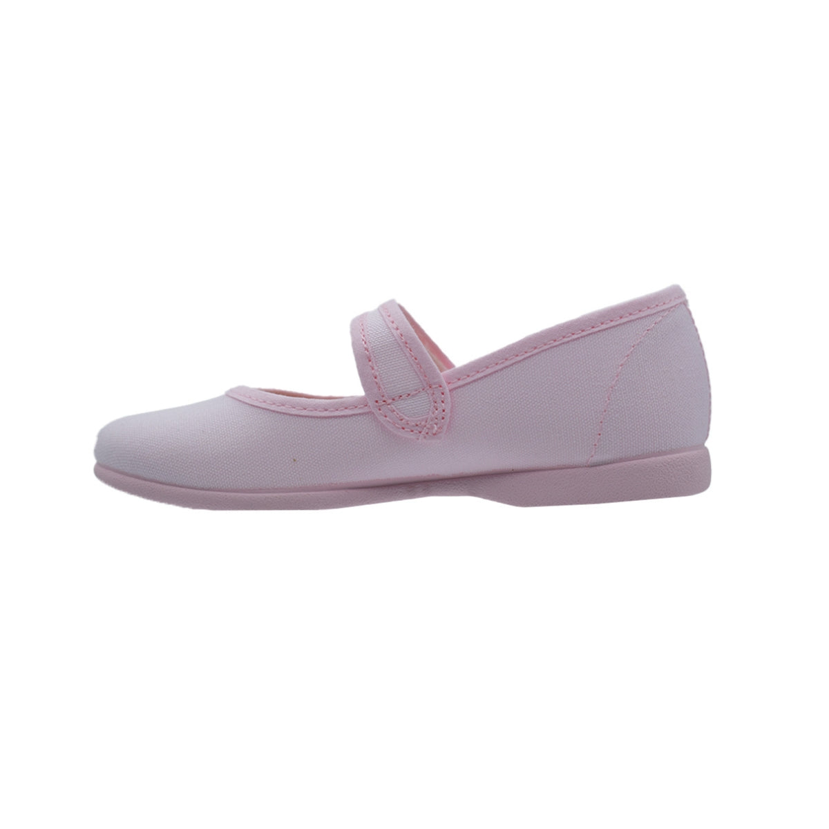 Zapato de niña en lona rosa claro con velcro y botón – Pekis