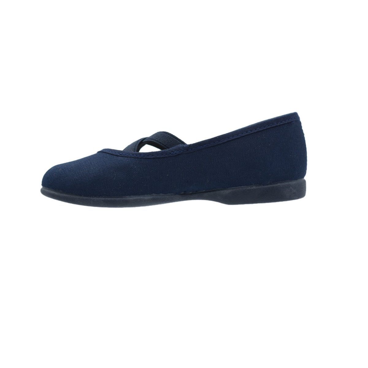Zapato de niña en lona azul marino con elásticos cruzados – Pekis