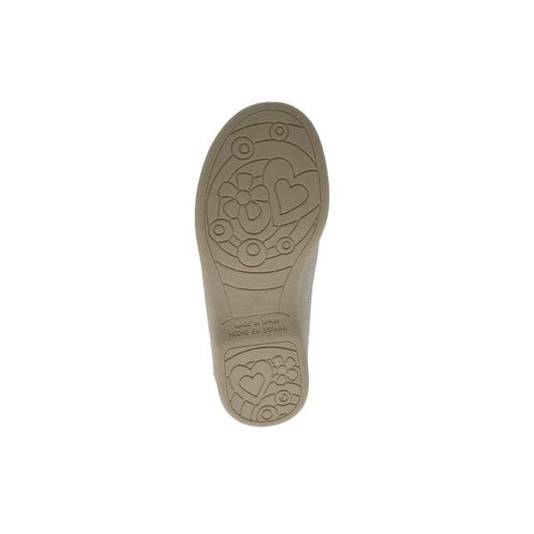 Zapato de niña en lona beige con elástico cruzado – Pekis