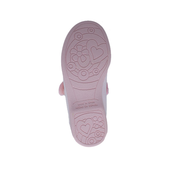 Zapato de niña en lona rosa claro con velcro y botón – Pekis