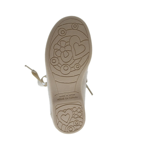 Zapato de niña con cintas en lona crudo – Pekis