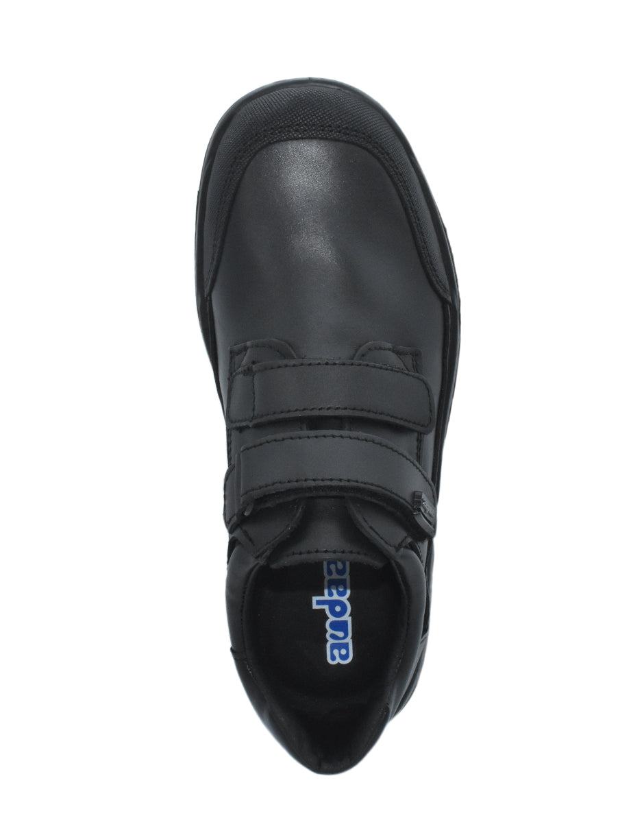 Zapatos Escolar Coqueta Negros con Dos Velcros para Niño