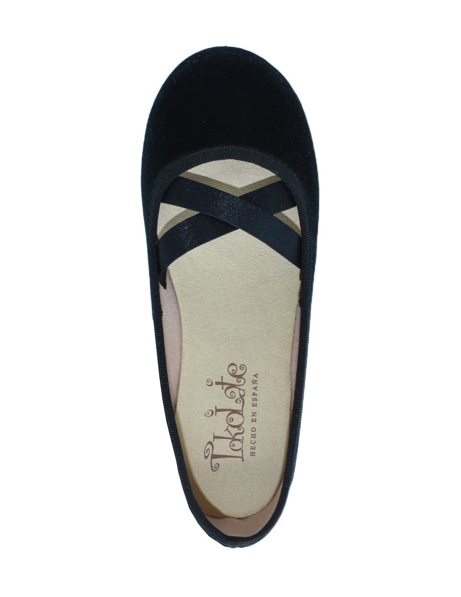 Zapato Niña/Balerina Resorte C Negro -Tokolate