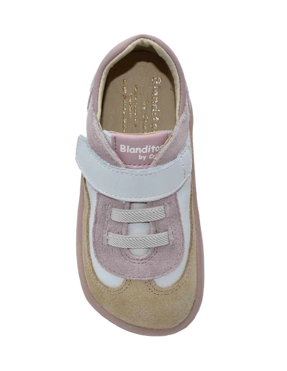 Zapato Barefoot Niña Deportivo Resorte Rosa -Blanditos