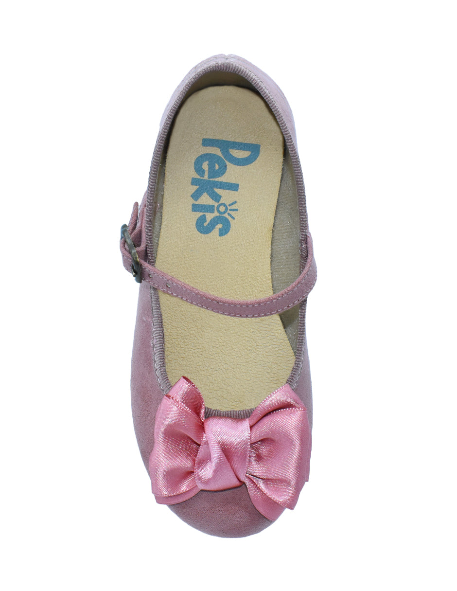 Zapato Niña/Hebilla Moño/Serra Rosa -Pekis