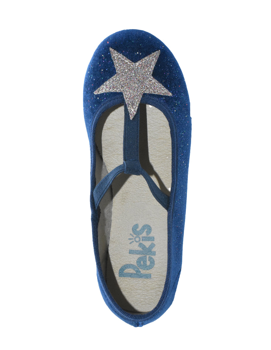 Zapato Niña/Resorte Estrella/V Azul -Pekis