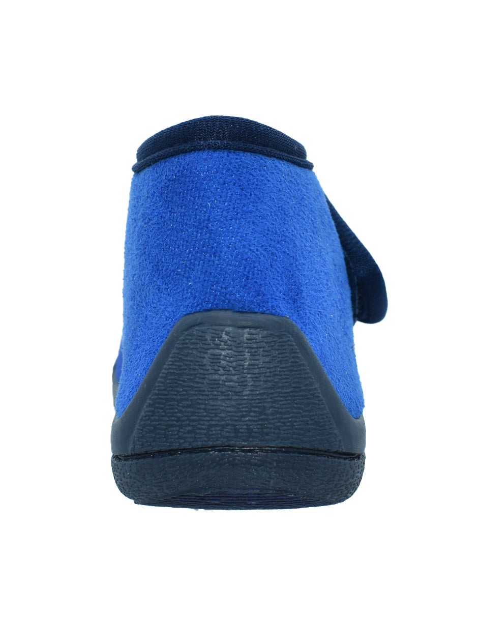 Pantufla Georgie Boy Cobalto Azul Marino Diseño Mario con Velcro para Niño