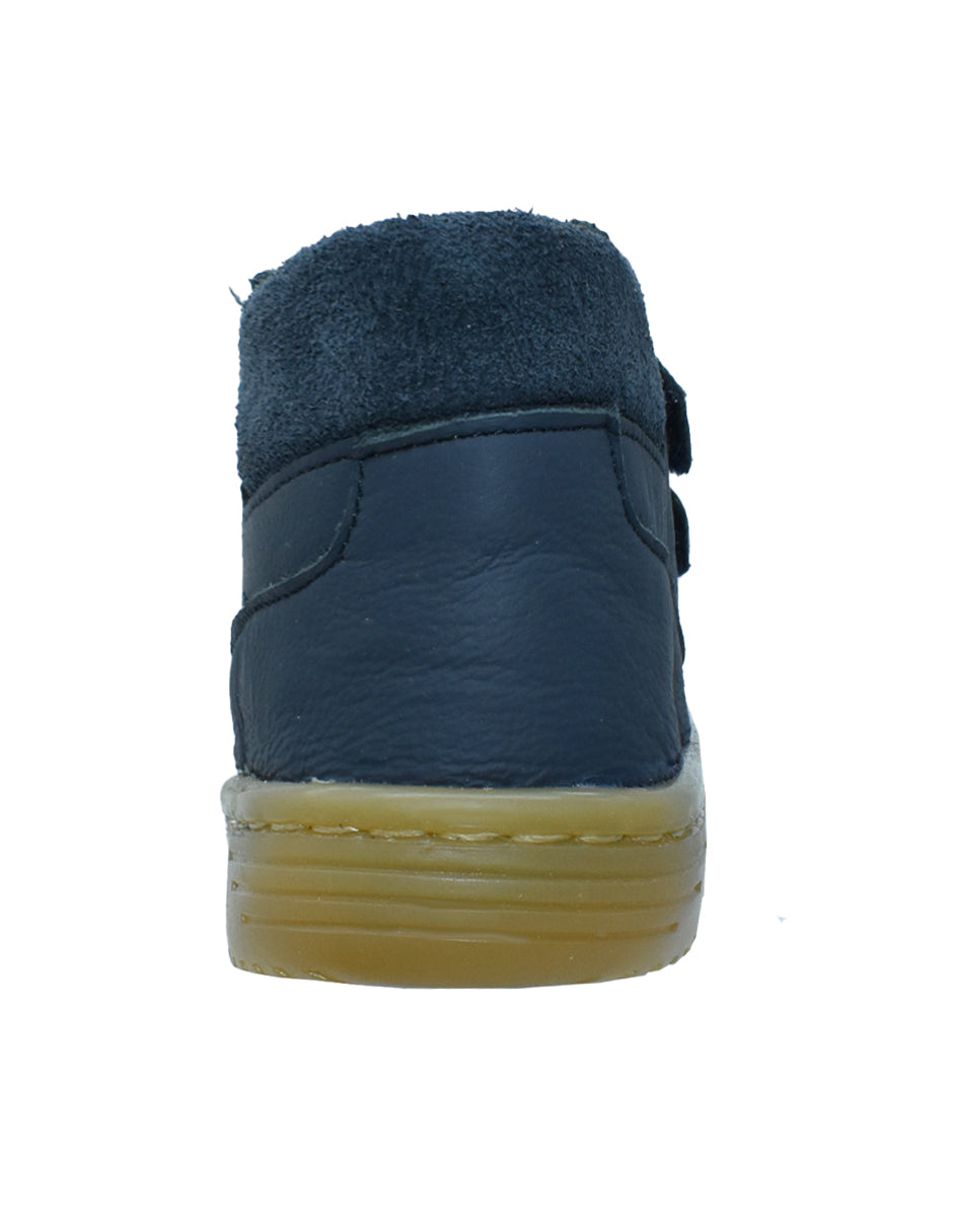 Zapato Barefoot Niño Botita Dos Velcros Azul -Blanditos