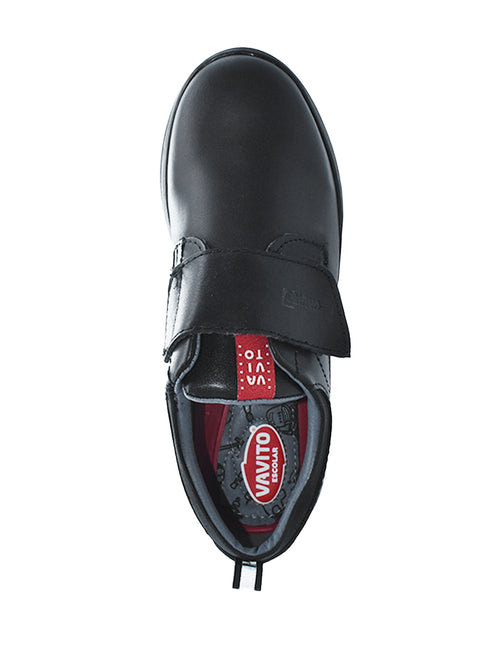 Zapato Escolar Vavito Con Velcro Negros Para Niño