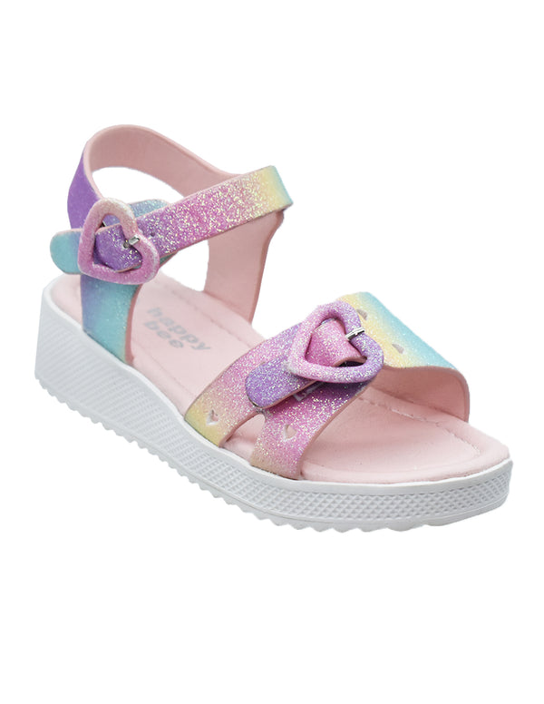 Sandalia Niña Glitter Corazones con Plataforma Suave- GEORGIE BOY