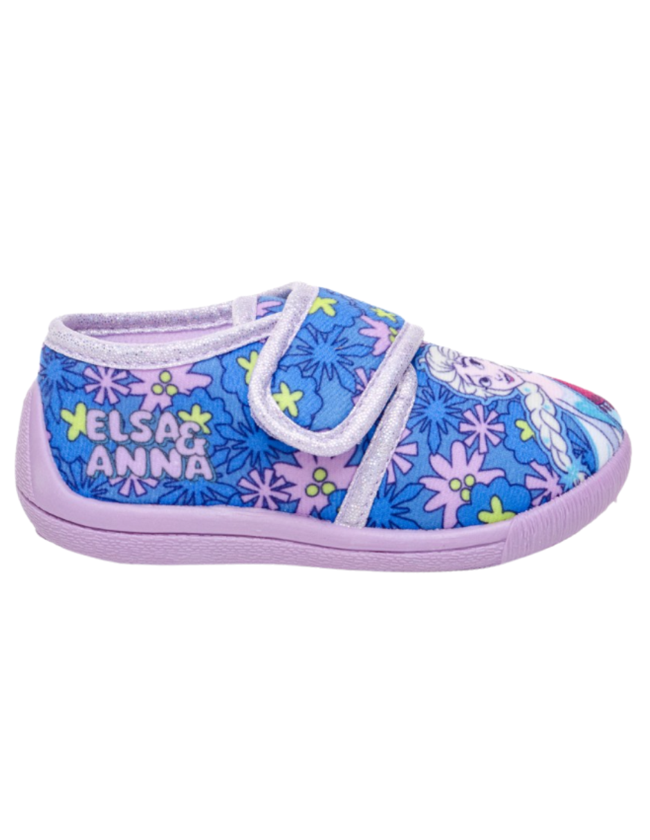 Pantufla Georgie Boy Azul Lila Diseño Frozen con Velcro para Niña