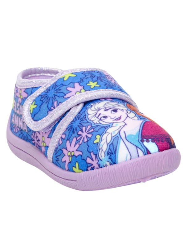 Pantufla Georgie Boy Azul Lila Diseño Frozen con Velcro para Niña