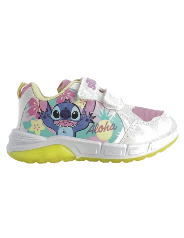 Tenis Georgie Boy Blanco Fucsia Diseño Stitch con Luces para Niña