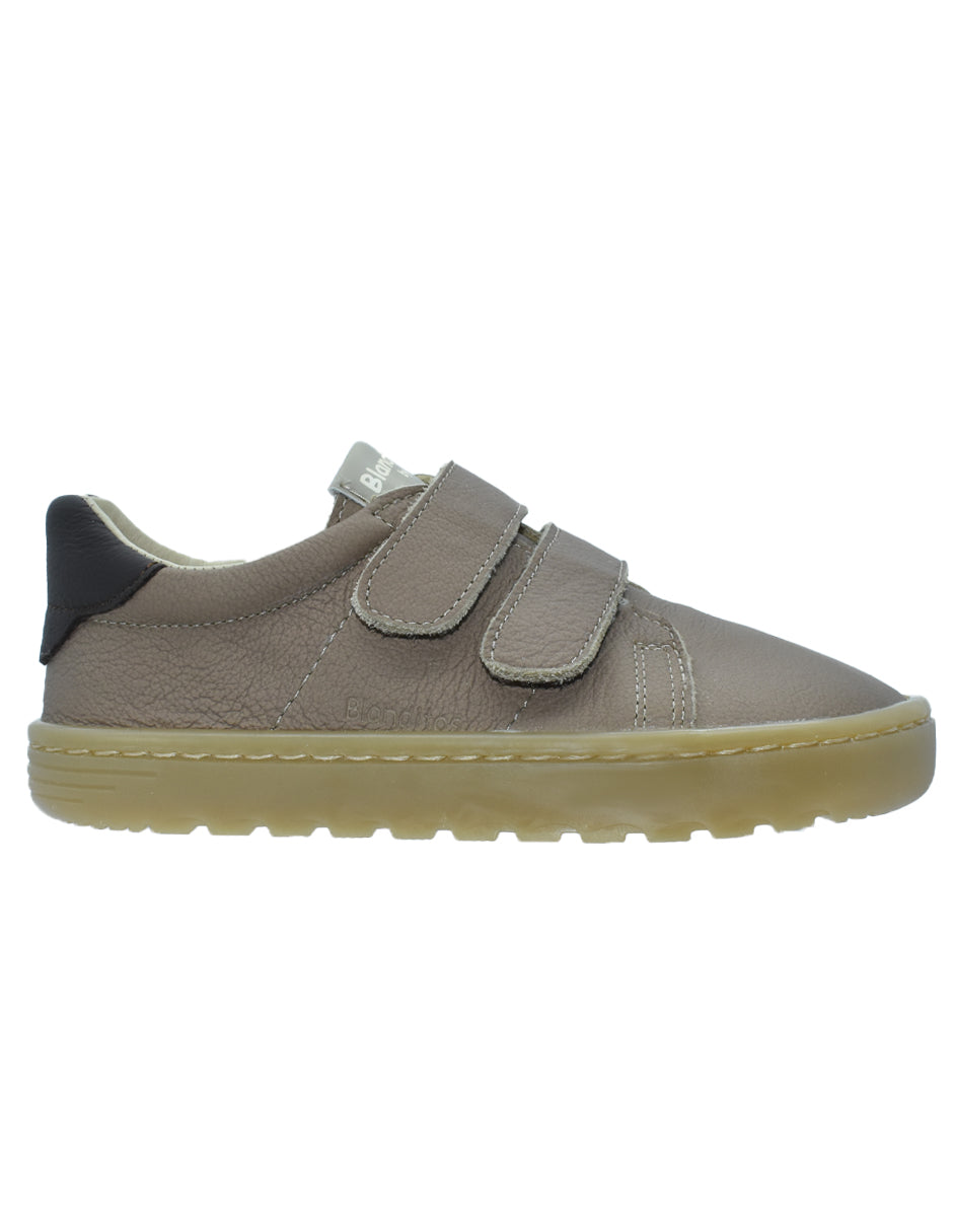 Zapato Barefoot Unisex Deportivo Piel Dos Velcros Café -Blanditos