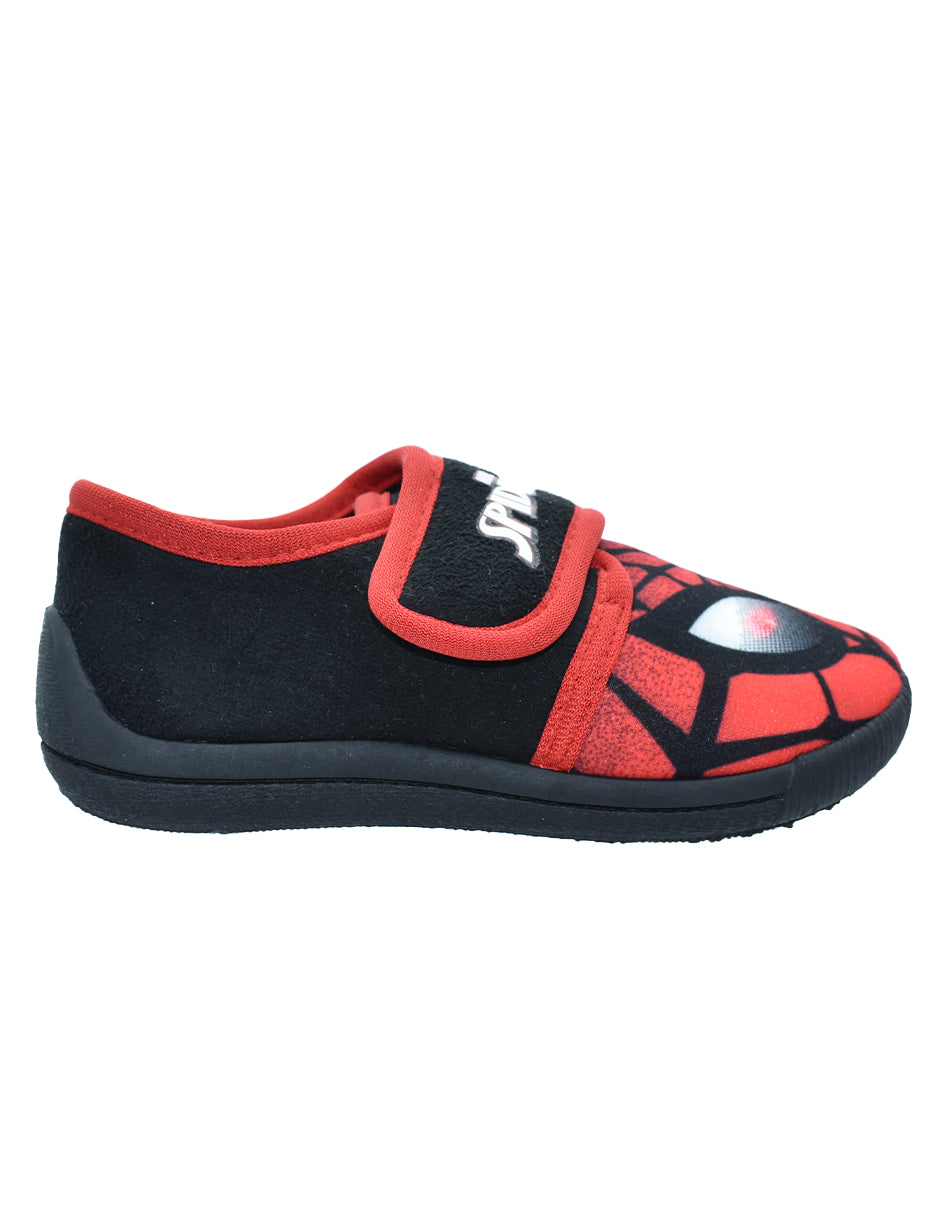 Pantufla Georgie Boy Rojo Negro Diseño Spiderman con Luces para Niño