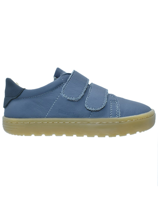 Zapato Barefoot Unisex Deportivo Piel Dos Velcros Azul -Blanditos