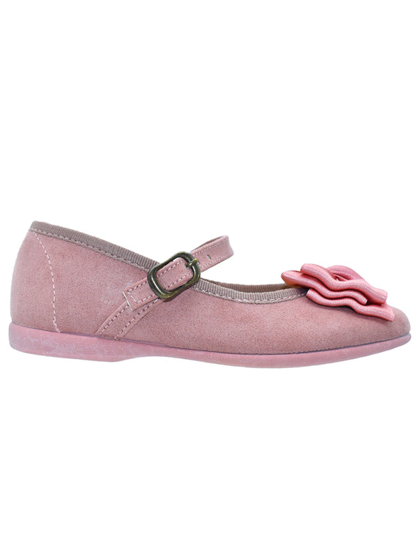 Merceditas Pekis Serra Rosa con Hebilla Moño para Niña