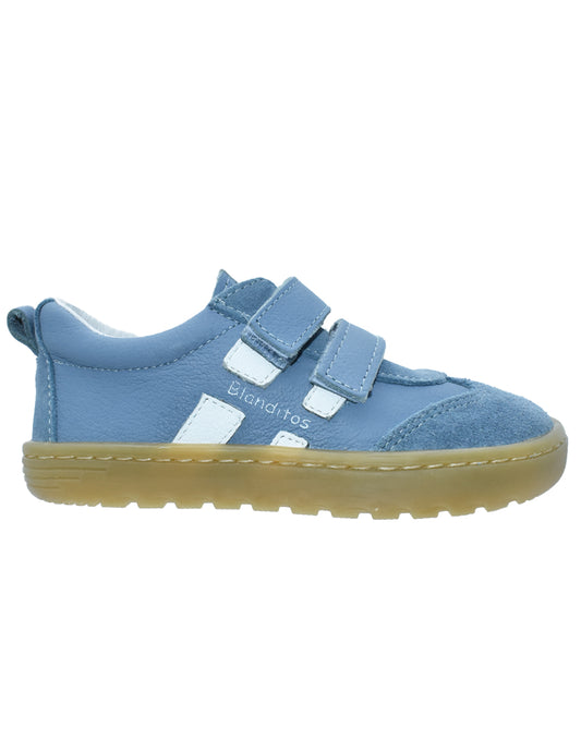 Zapato Barefoot Unisex Deportivo Dos Velcros Azul -Blanditos