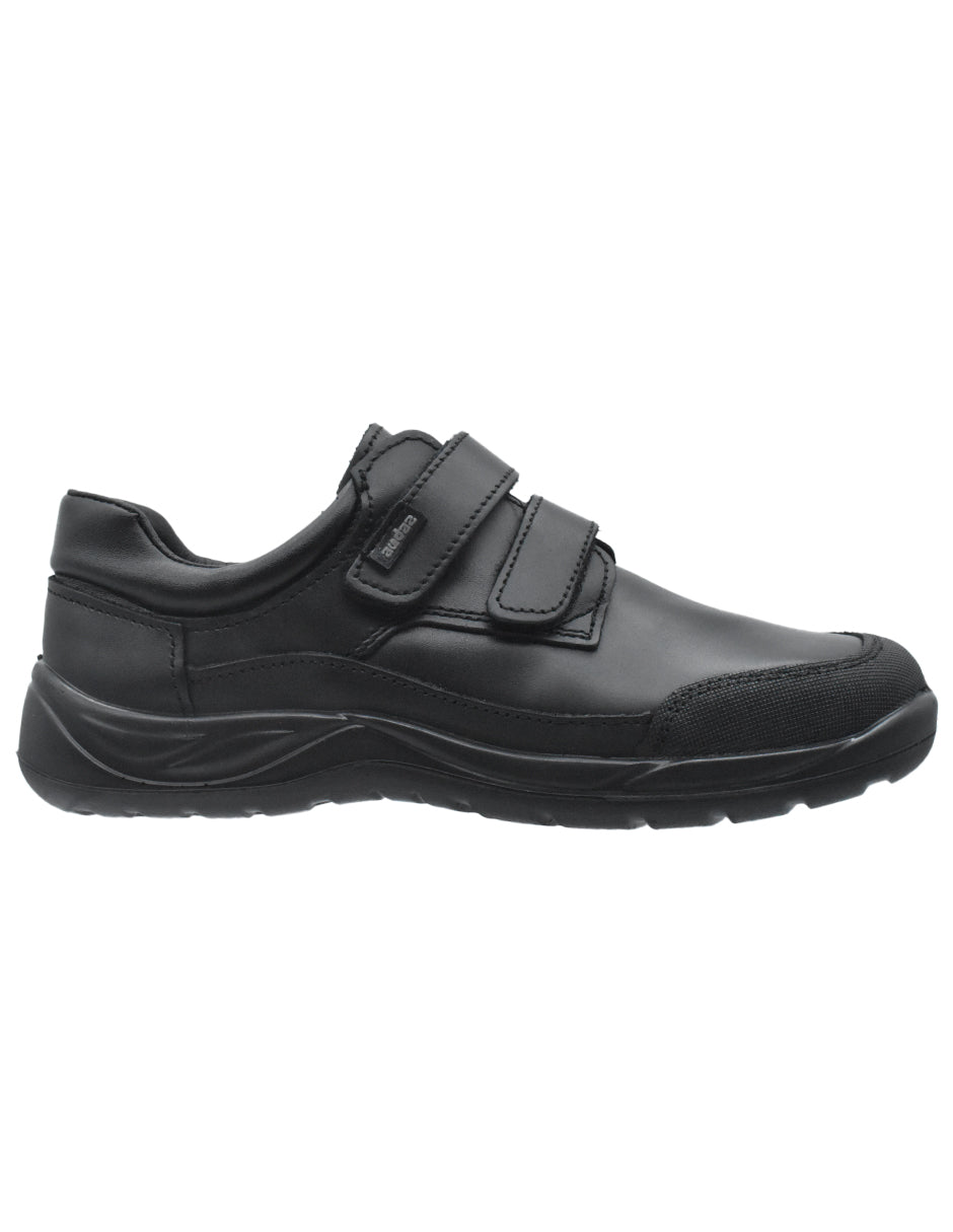 Zapatos Escolar Coqueta Negros con Dos Velcros para Niño
