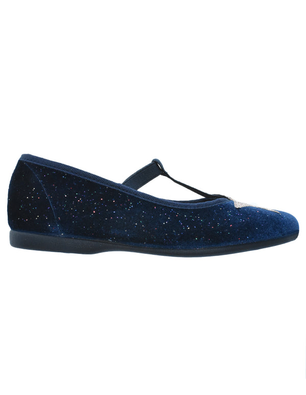 Zapatos Pekis V Azul con Resorte Estrella para Niña