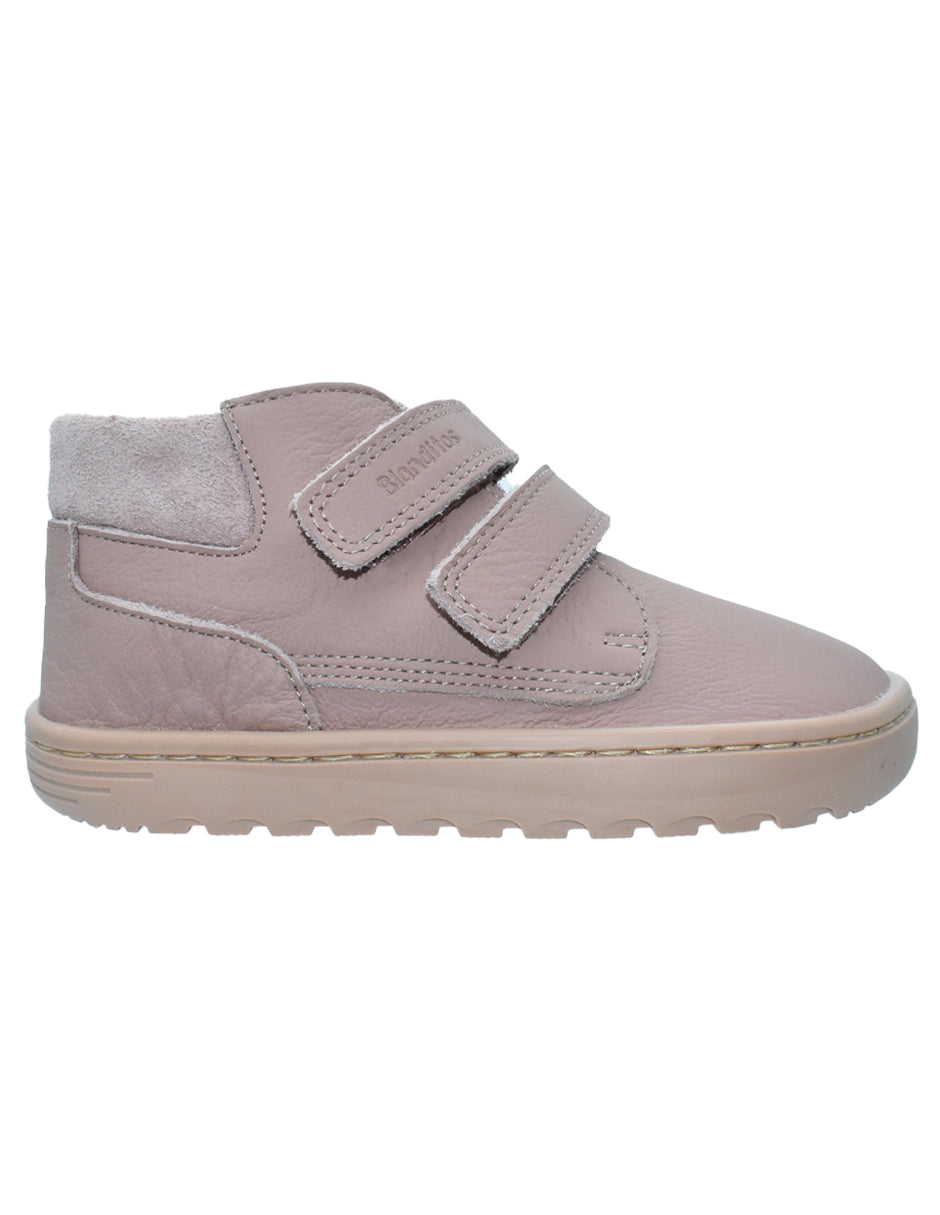 Zapato Barefoot Niña Botita Dos Velcros Rosa -Blanditos
