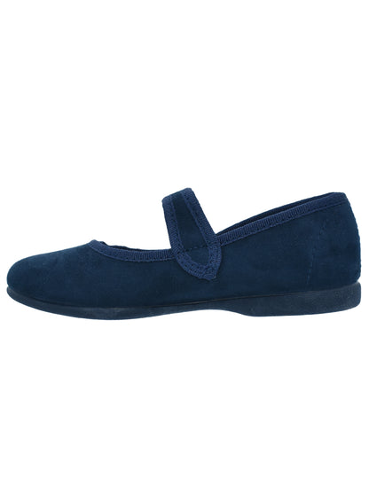 Zapatos Pekis MJ en Serratex Azul con Botón para Niña
