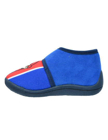 Pantufla Georgie Boy Cobalto Azul Marino Diseño Mario con Velcro para Niño