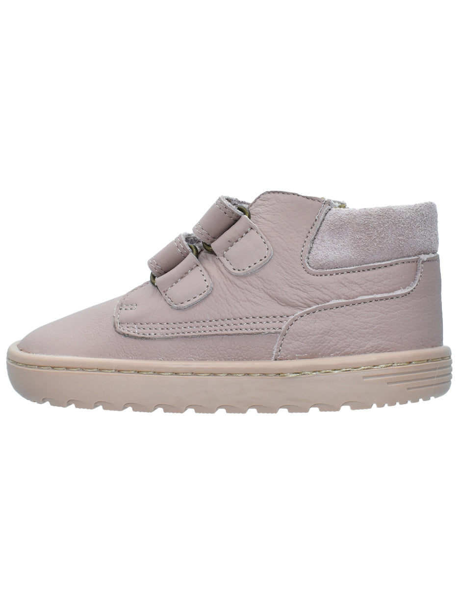 Zapato Barefoot Niña Botita Dos Velcros Rosa -Blanditos