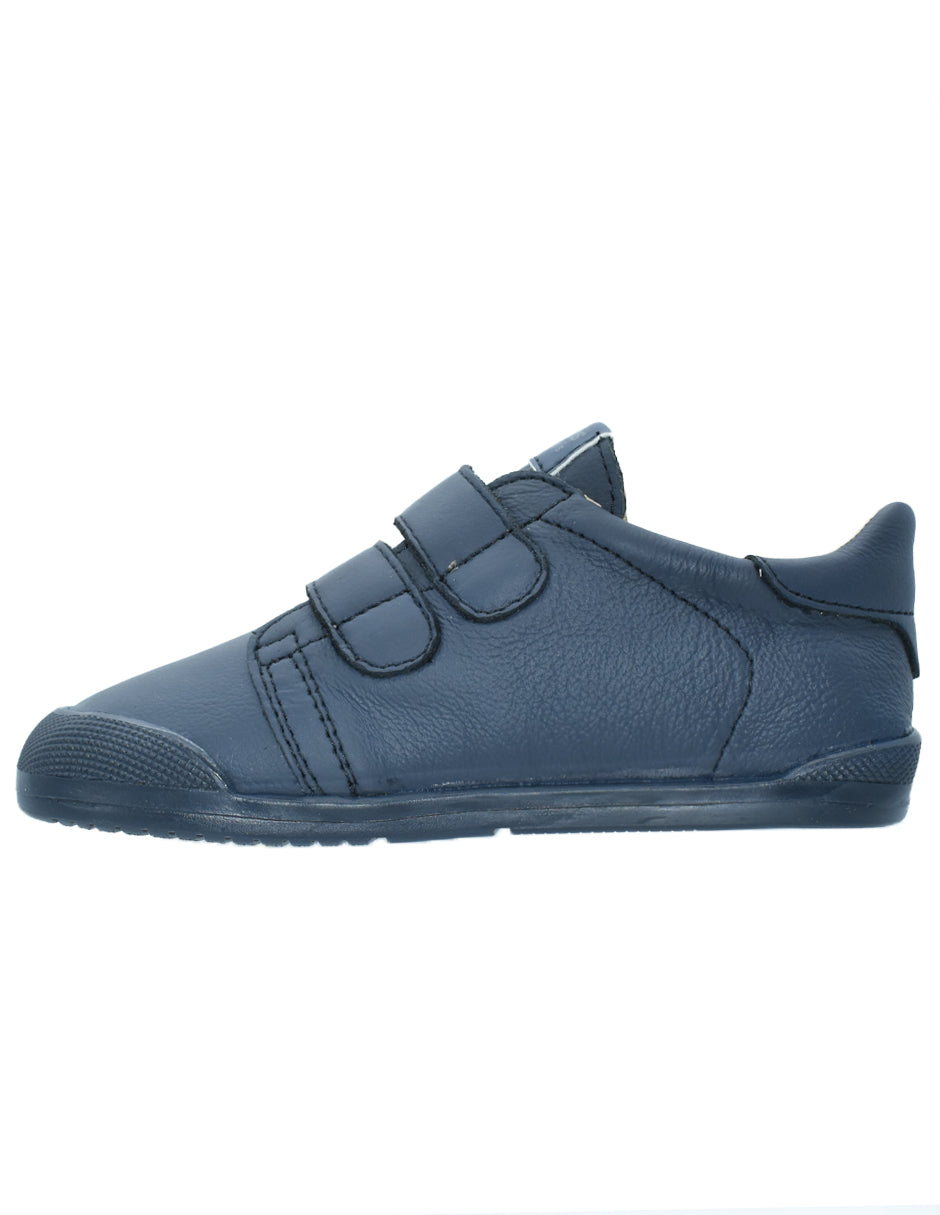 Zapato Barefoot Unisex Basico Dos Velcros Azul -Blanditos