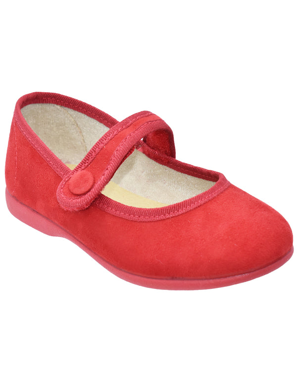 Merceditas Pekis en Serratex Rojo con Botón para Niña